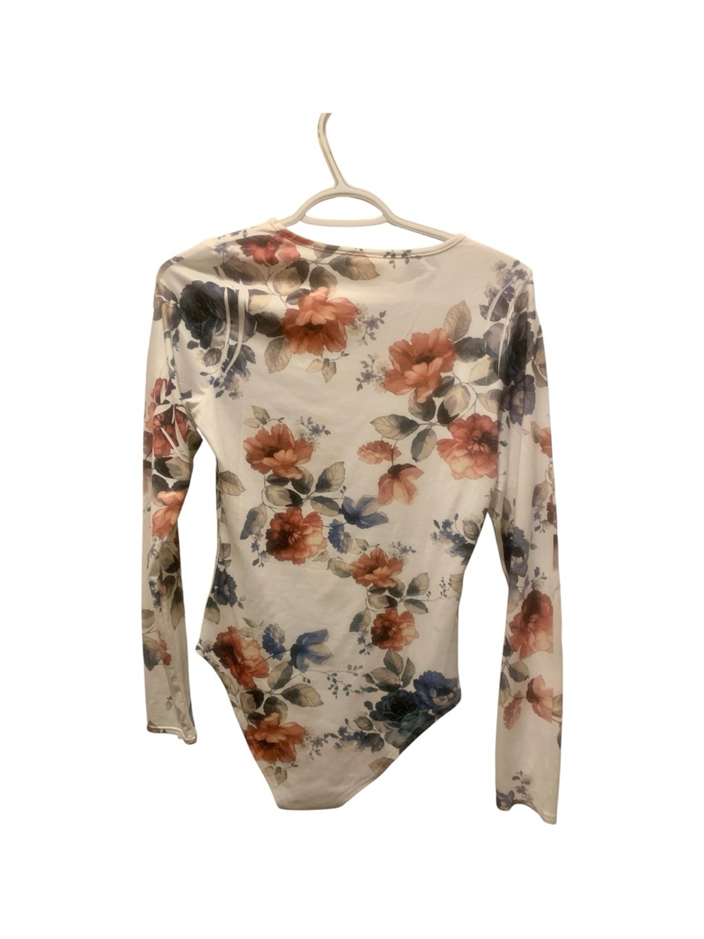 Womans xs Floral Long-Sleeve Cream Bodysuit by Live in the Moment